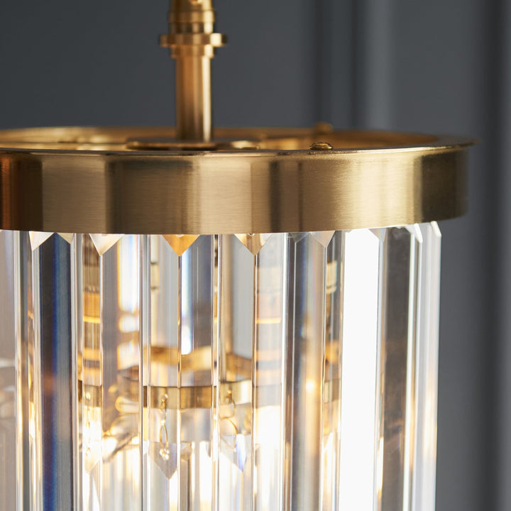Endon 115455 Conaston Pendant Brushed Aged Brass Plate & Clear Cut Glass