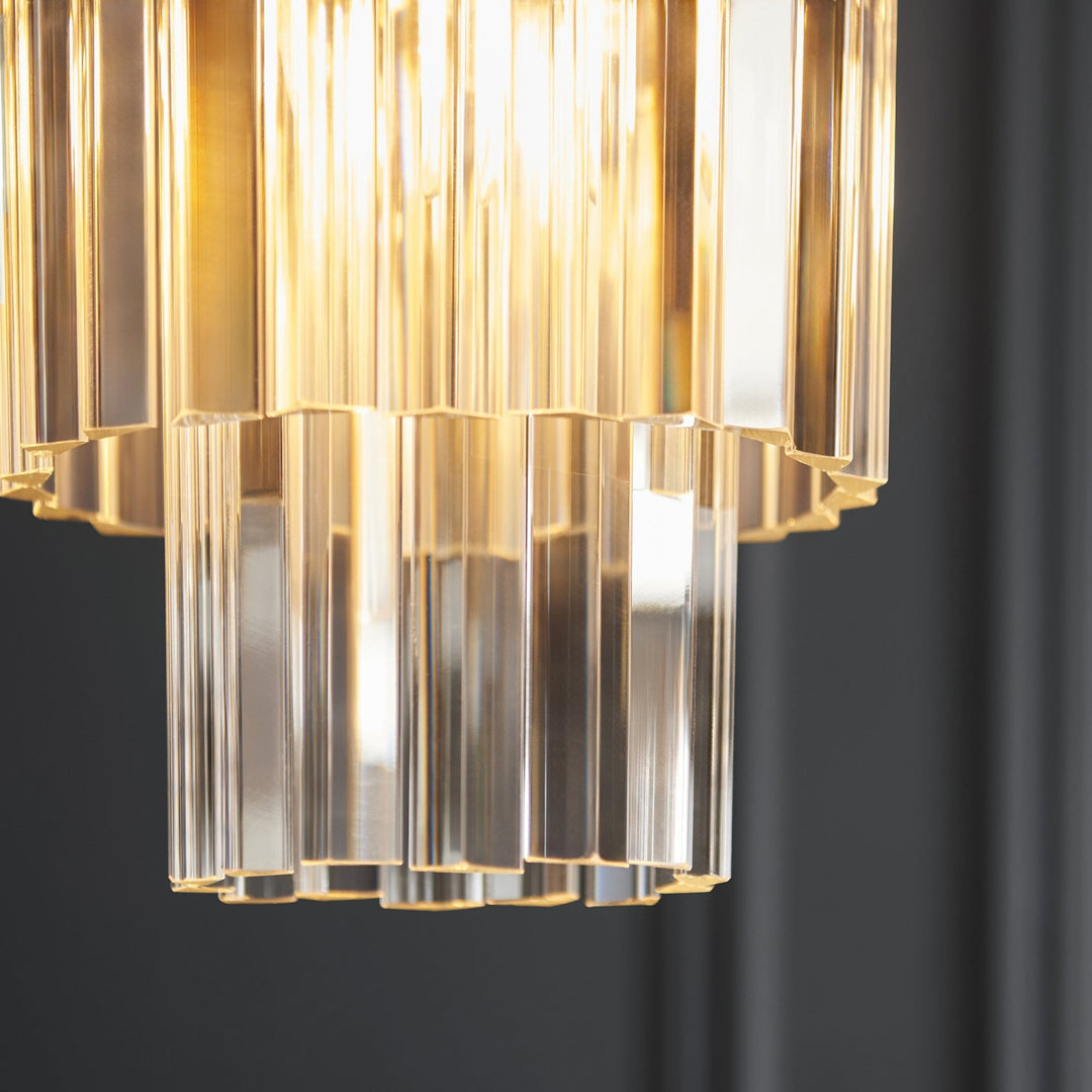 Endon 115455 Conaston Pendant Brushed Aged Brass Plate & Clear Cut Glass