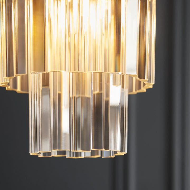 Endon 115455 Conaston Pendant Brushed Aged Brass Plate & Clear Cut Glass