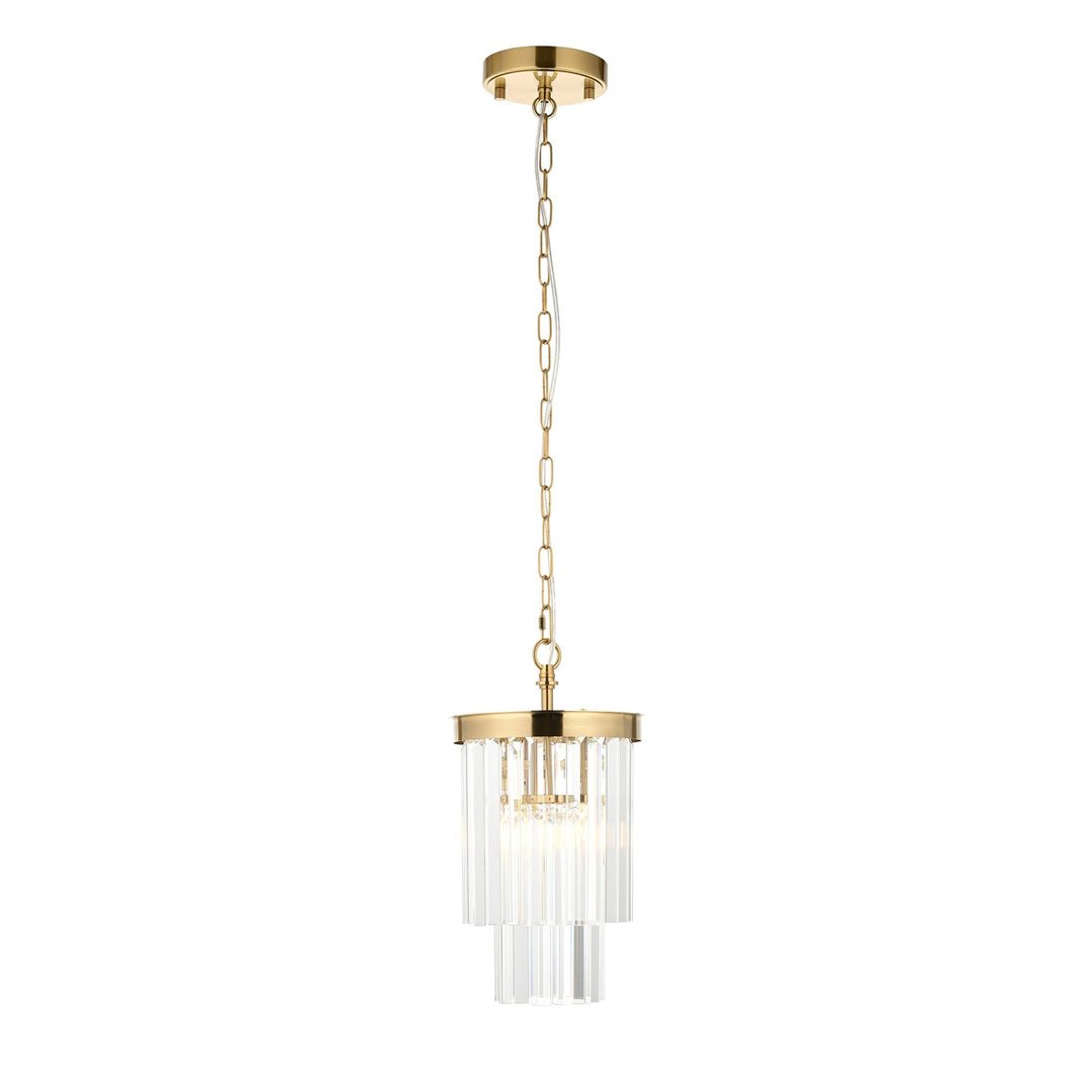 Endon 115455 Conaston Pendant Brushed Aged Brass Plate & Clear Cut Glass