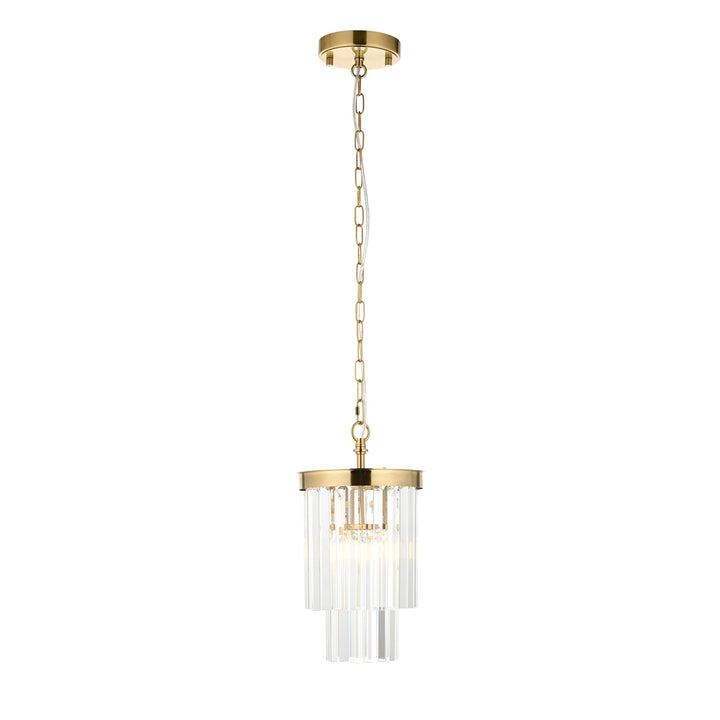 Endon 115455 Conaston Pendant Brushed Aged Brass Plate & Clear Cut Glass