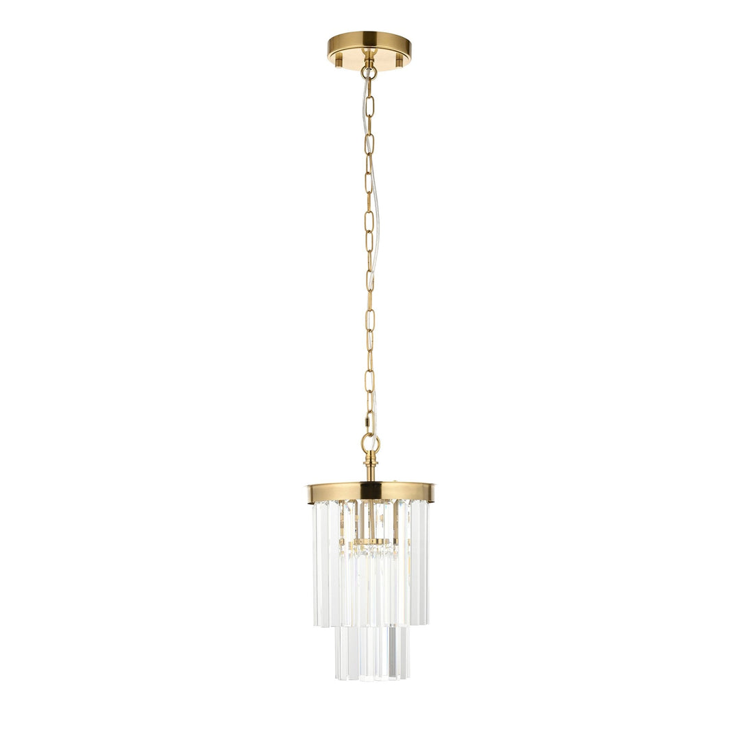Endon 115455 Conaston Pendant Brushed Aged Brass Plate & Clear Cut Glass