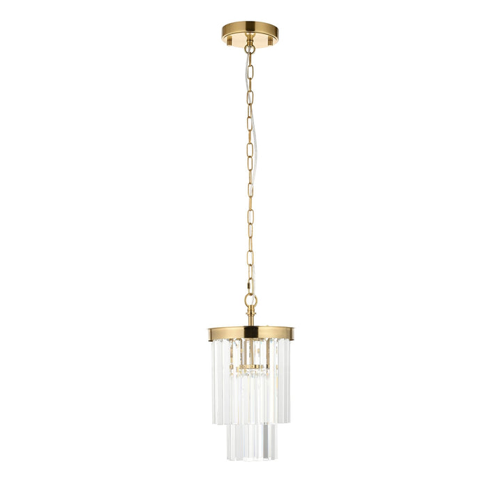 Endon 115455 Conaston Pendant Brushed Aged Brass Plate & Clear Cut Glass