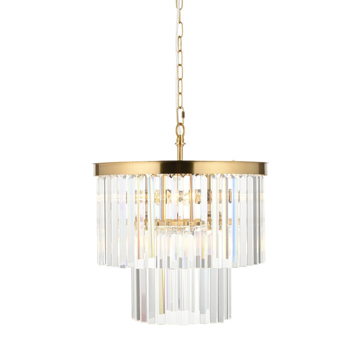 Endon 115456 Conaston 4 Light Pendant Brushed Aged Brass Plate & Clear Cut Glass