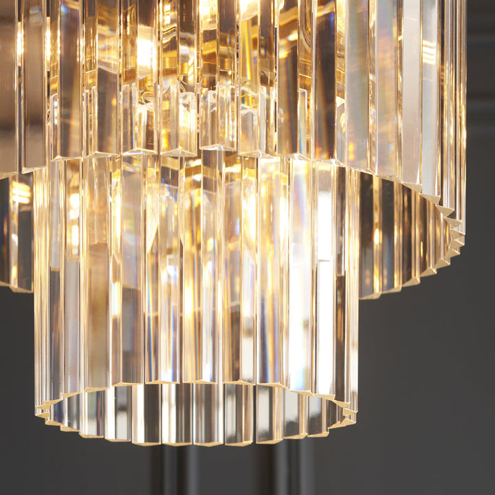 Endon 115456 Conaston 4 Light Pendant Brushed Aged Brass Plate & Clear Cut Glass