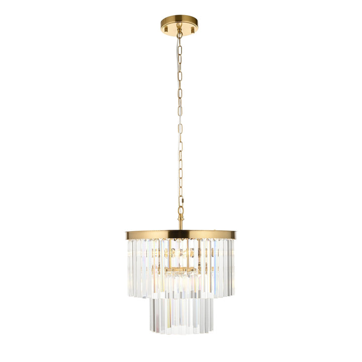 Endon 115456 Conaston 4 Light Pendant Brushed Aged Brass Plate & Clear Cut Glass