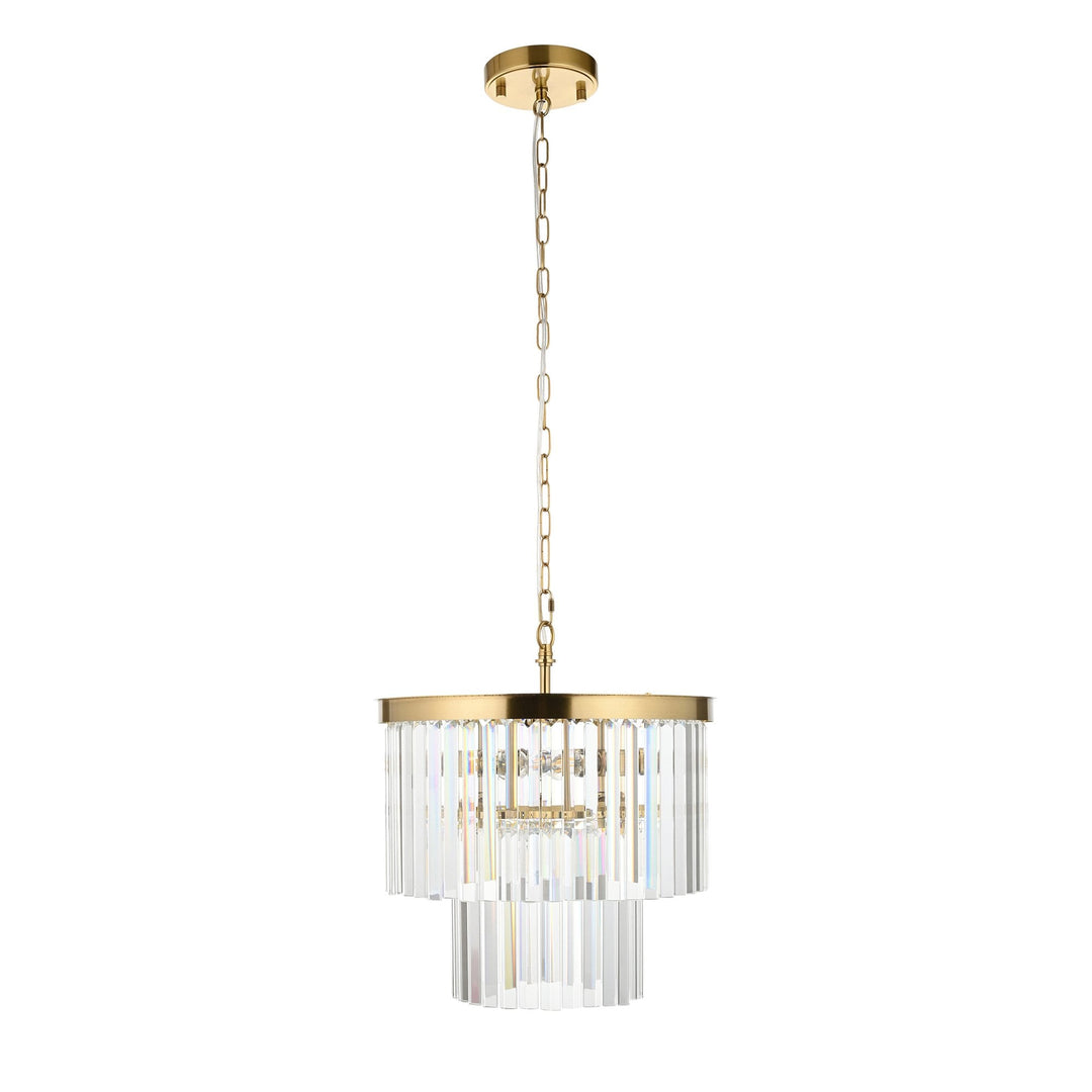 Endon 115456 Conaston 4 Light Pendant Brushed Aged Brass Plate & Clear Cut Glass