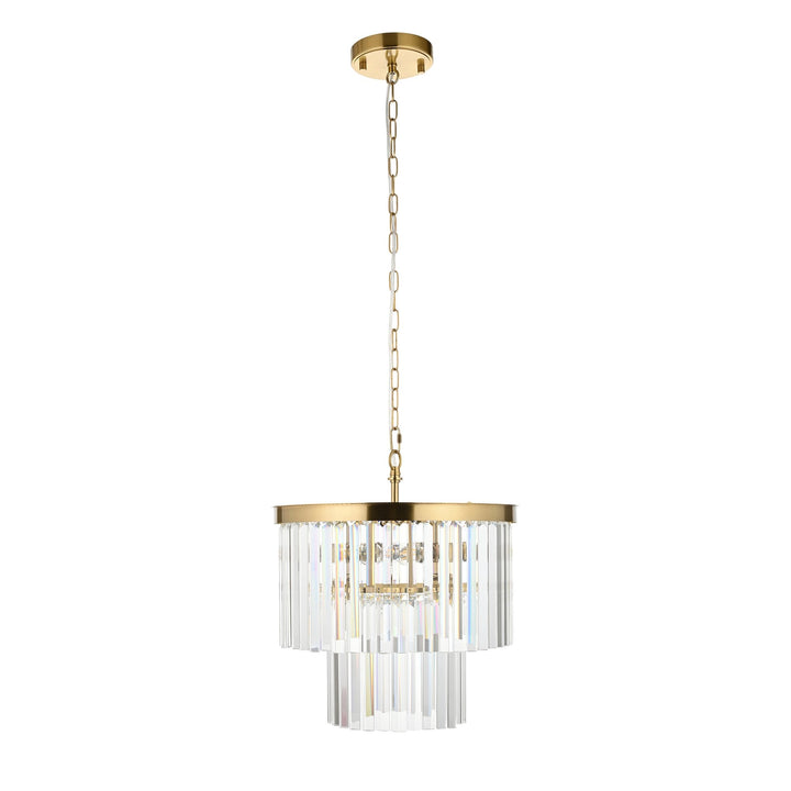 Endon 115456 Conaston 4 Light Pendant Brushed Aged Brass Plate & Clear Cut Glass