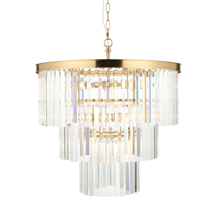 Endon 115457 Conaston 7 Light Pendant Brushed Aged Brass Plate & Clear Cut Glass