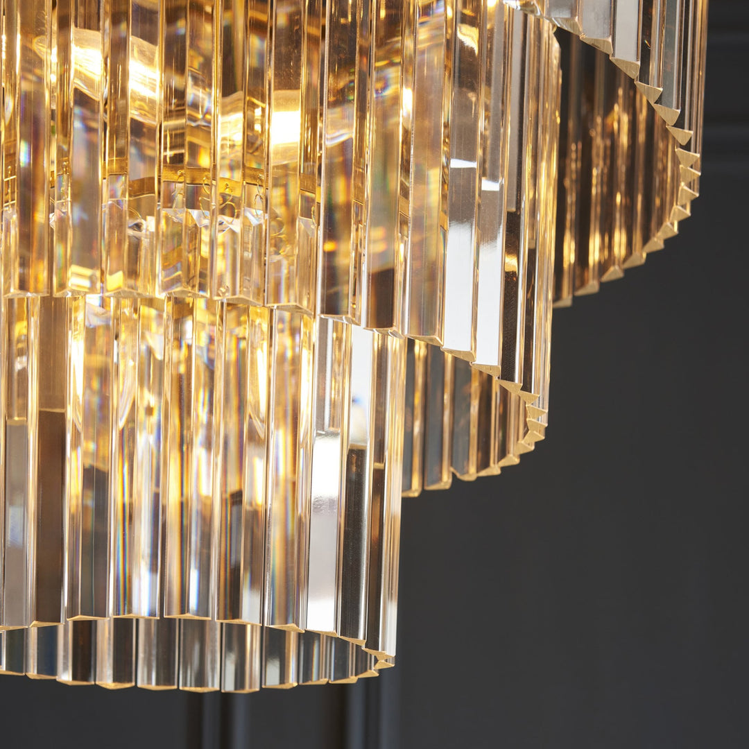 Endon 115457 Conaston 7 Light Pendant Brushed Aged Brass Plate & Clear Cut Glass