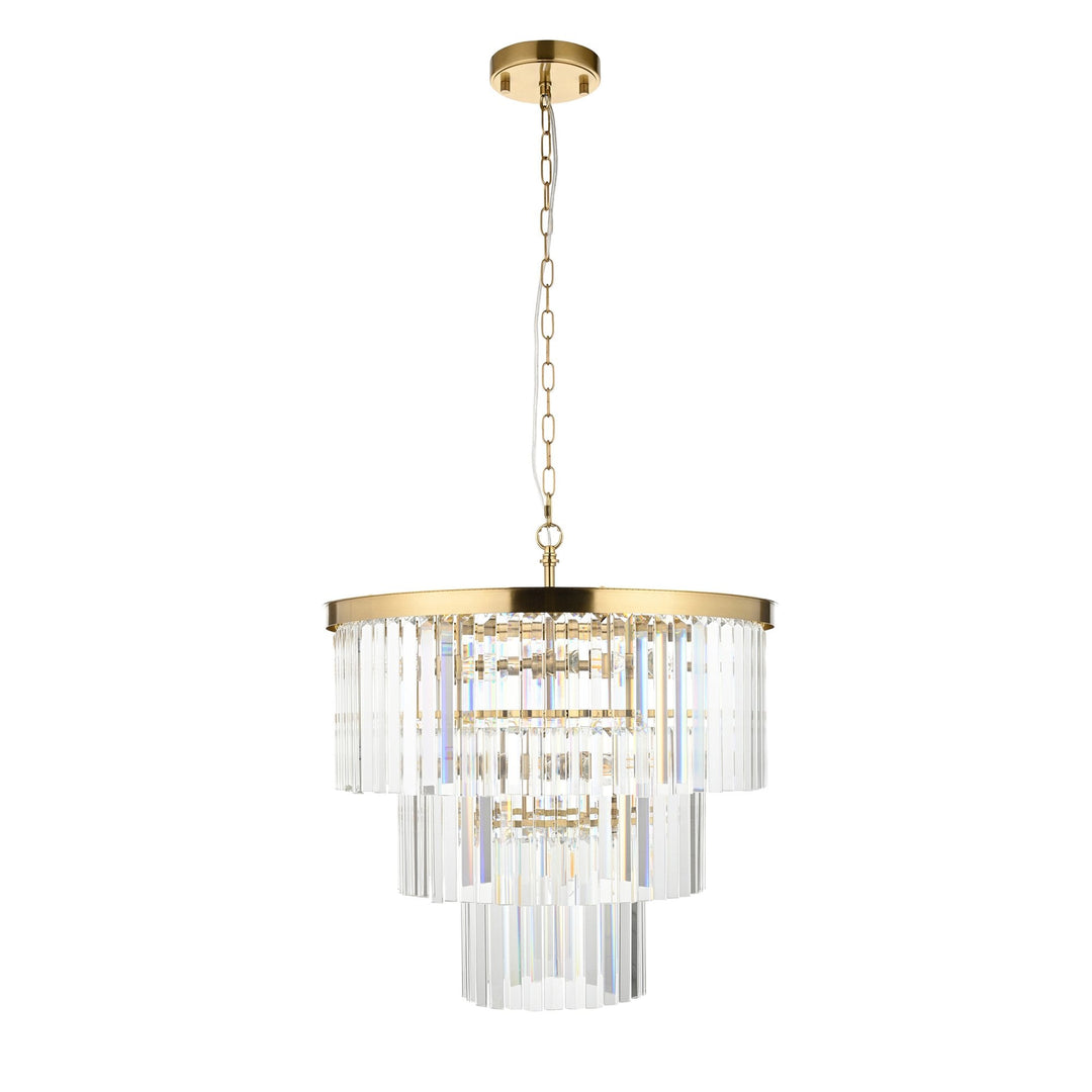 Endon 115457 Conaston 7 Light Pendant Brushed Aged Brass Plate & Clear Cut Glass