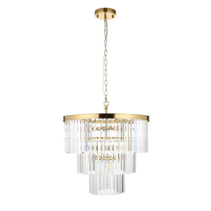 Endon 115457 Conaston 7 Light Pendant Brushed Aged Brass Plate & Clear Cut Glass