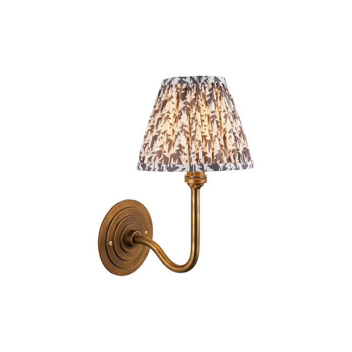 Endon 115459 Halo Swan & Leaf 16cm Wall Light Antique Brass & Pearl Grey Fabric