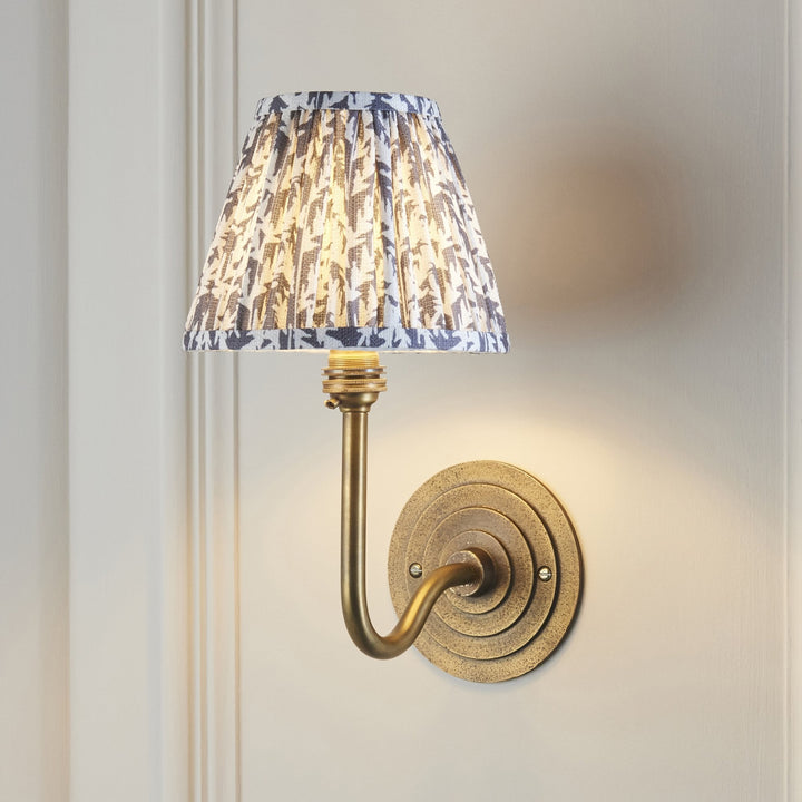 Endon 115459 Halo Swan & Leaf 16cm Wall Light Antique Brass & Pearl Grey Fabric