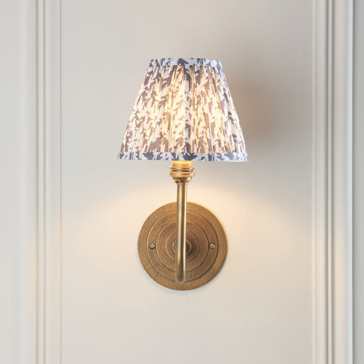 Endon 115459 Halo Swan & Leaf 16cm Wall Light Antique Brass & Pearl Grey Fabric