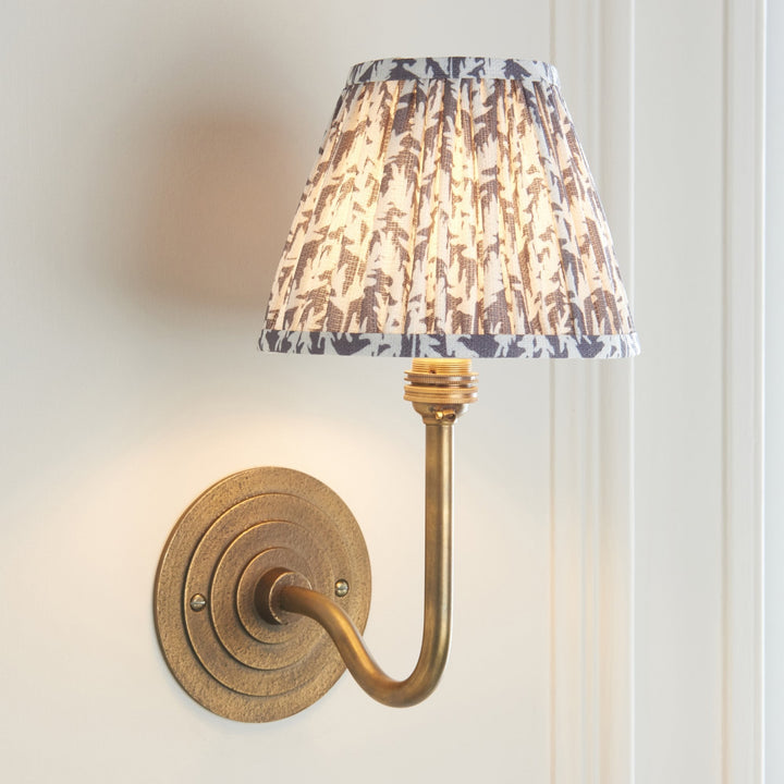 Endon 115459 Halo Swan & Leaf 16cm Wall Light Antique Brass & Pearl Grey Fabric