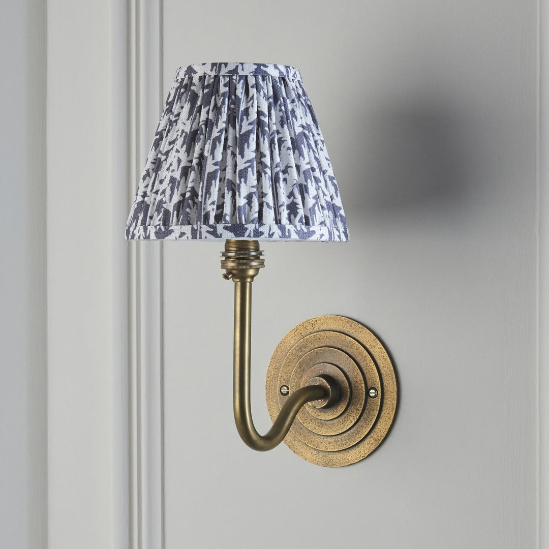 Endon 115459 Halo Swan & Leaf 16cm Wall Light Antique Brass & Pearl Grey Fabric