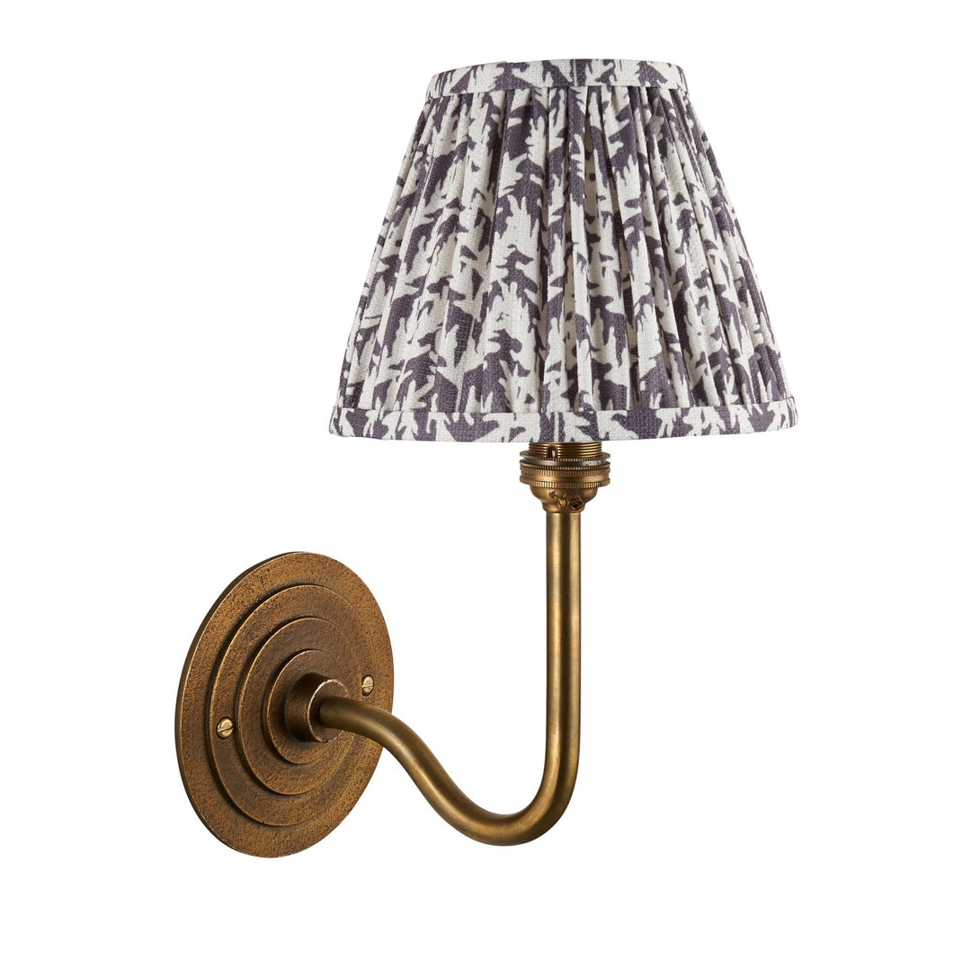 Endon 115459 Halo Swan & Leaf 16cm Wall Light Antique Brass & Pearl Grey Fabric