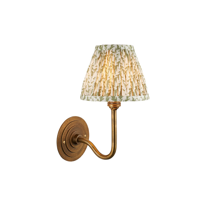 Endon 115463 Halo Swan & Leaf 16cm Wall Light Antique Brass & Herb Garden Green Fabric