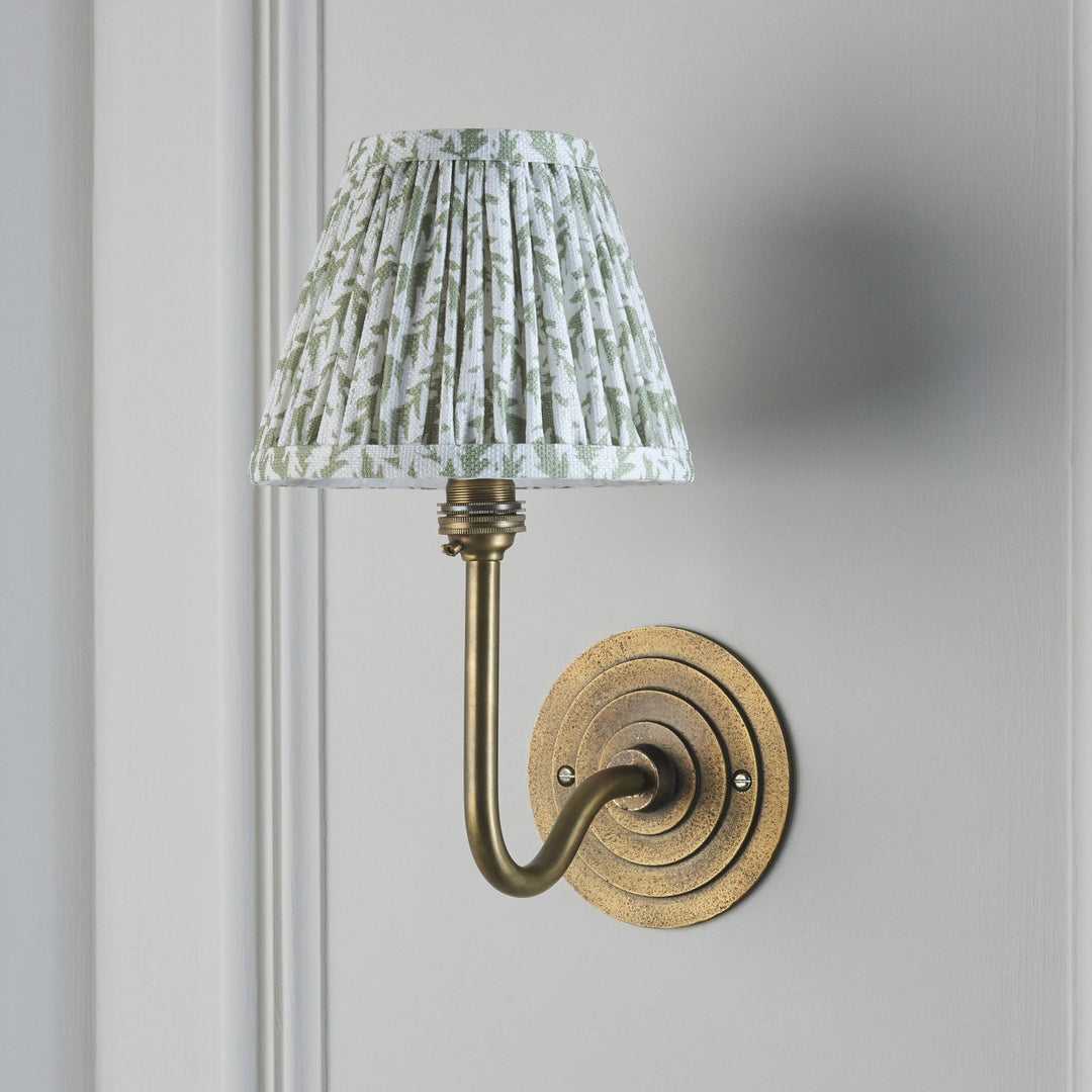 Endon 115463 Halo Swan & Leaf 16cm Wall Light Antique Brass & Herb Garden Green Fabric