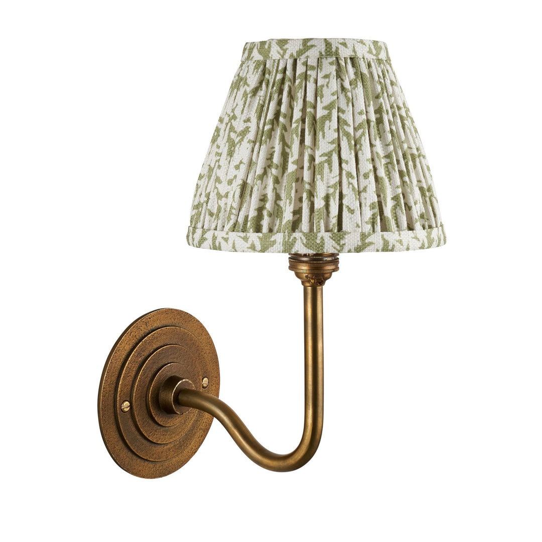 Endon 115463 Halo Swan & Leaf 16cm Wall Light Antique Brass & Herb Garden Green Fabric