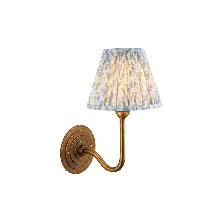 Endon 115464 Halo Swan & Leaf 16cm Wall Light Antique Brass & Shell Bay Blue Fabric
