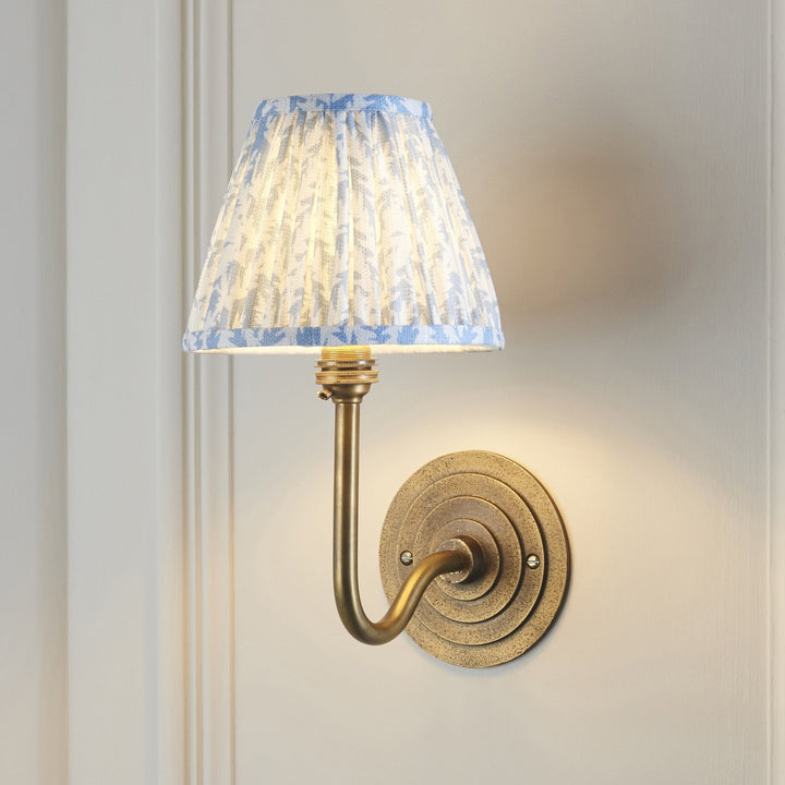 Endon 115464 Halo Swan & Leaf 16cm Wall Light Antique Brass & Shell Bay Blue Fabric