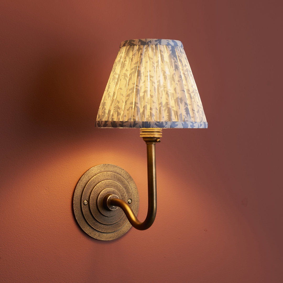 Endon 115464 Halo Swan & Leaf 16cm Wall Light Antique Brass & Shell Bay Blue Fabric