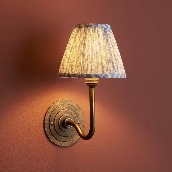 Endon 115464 Halo Swan & Leaf 16cm Wall Light Antique Brass & Shell Bay Blue Fabric