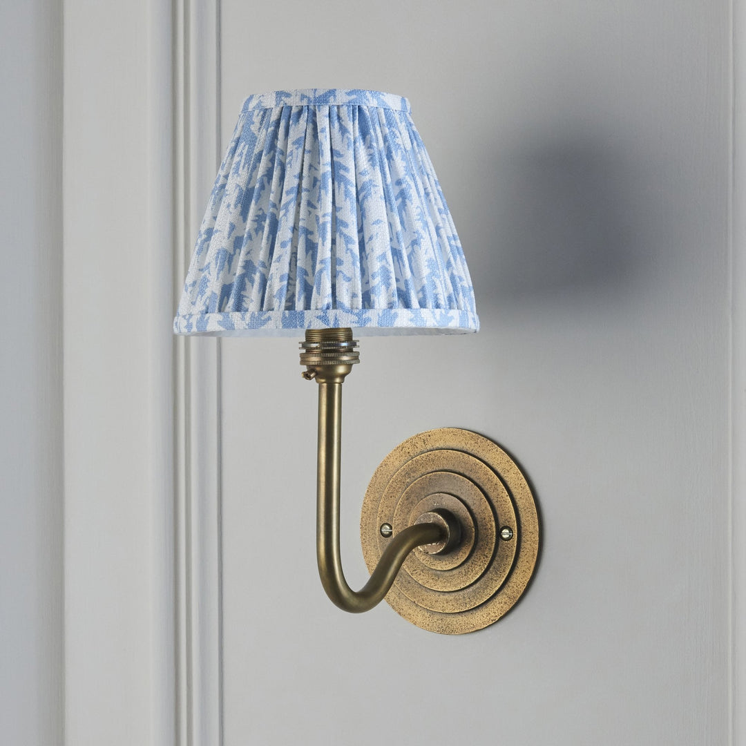 Endon 115464 Halo Swan & Leaf 16cm Wall Light Antique Brass & Shell Bay Blue Fabric
