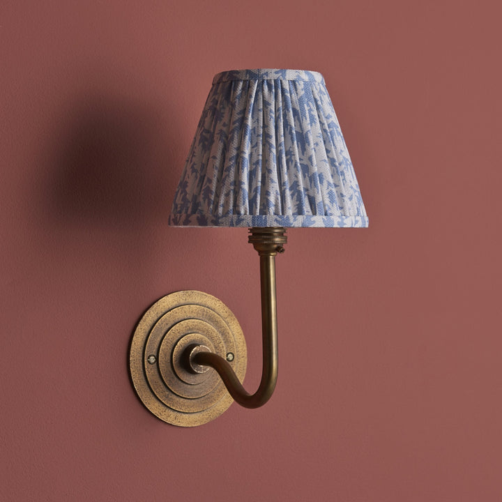 Endon 115464 Halo Swan & Leaf 16cm Wall Light Antique Brass & Shell Bay Blue Fabric