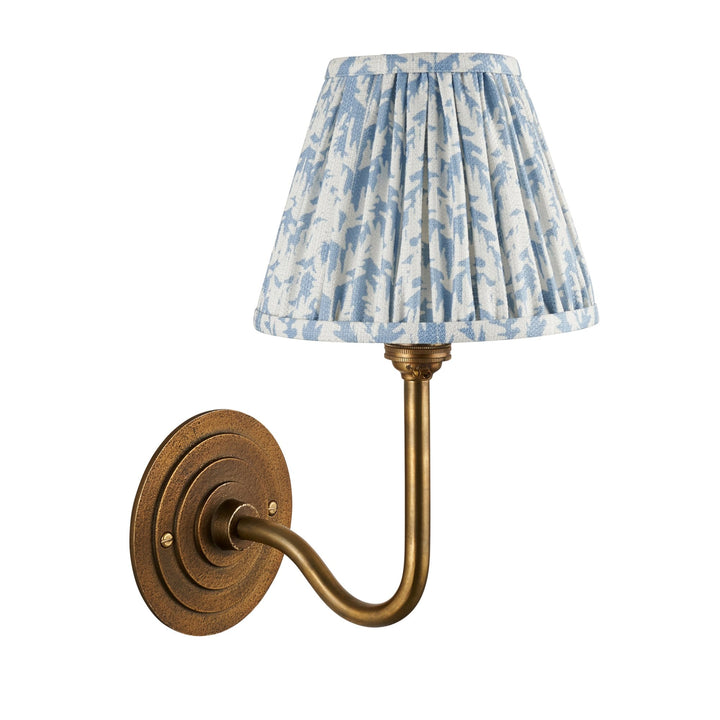 Endon 115464 Halo Swan & Leaf 16cm Wall Light Antique Brass & Shell Bay Blue Fabric