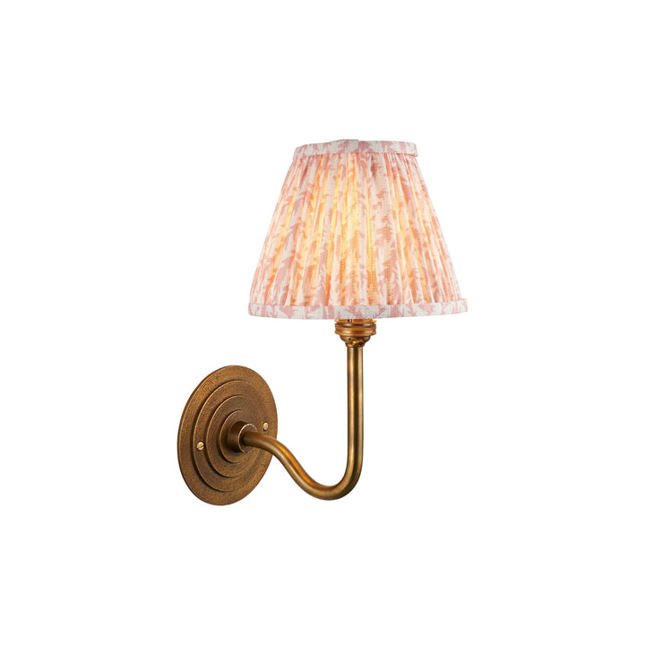 Endon 115465 Halo Swan & Leaf 16cm Wall Light Antique Brass & Peachy Keen Fabric