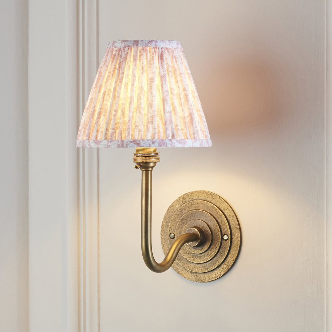 Endon 115465 Halo Swan & Leaf 16cm Wall Light Antique Brass & Peachy Keen Fabric