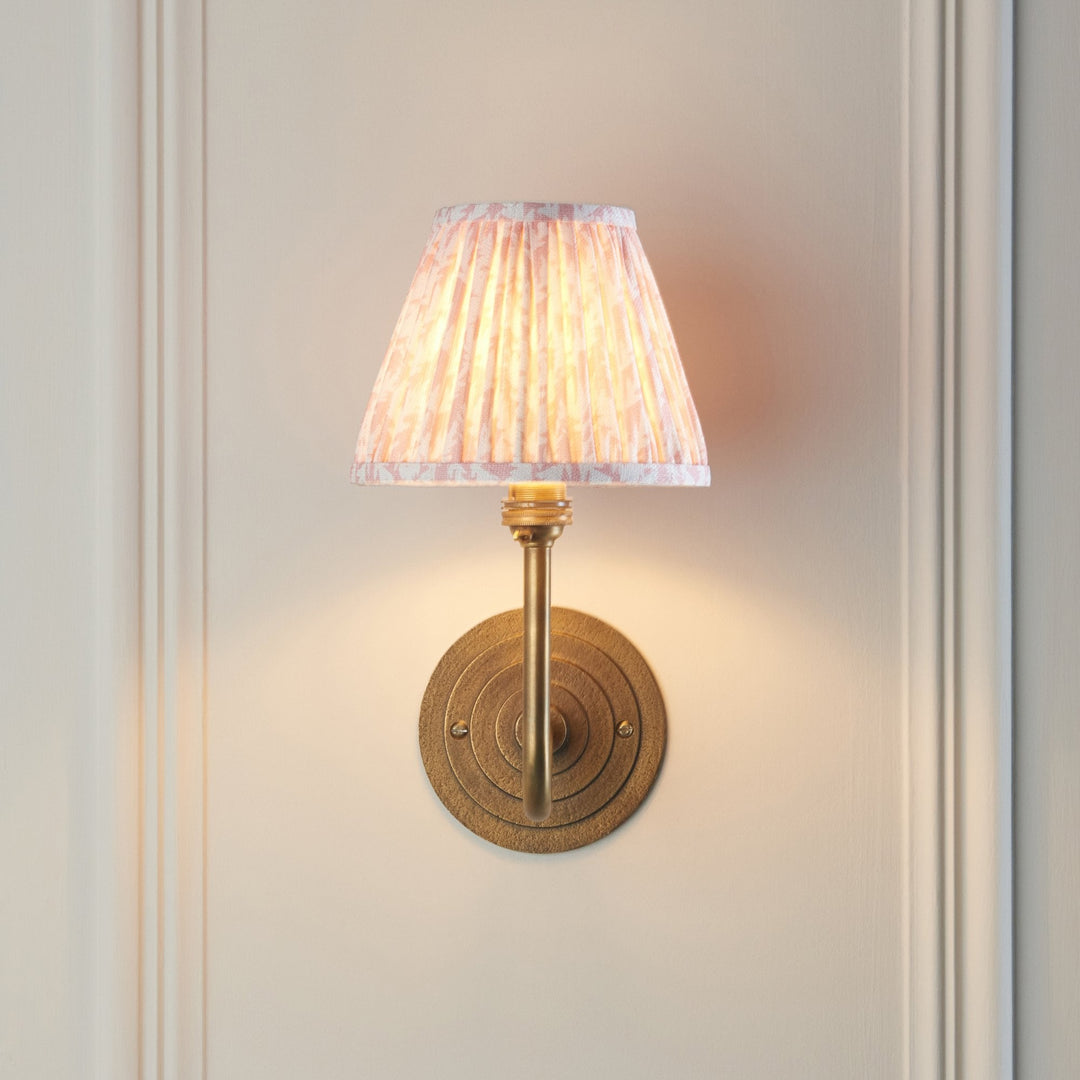 Endon 115465 Halo Swan & Leaf 16cm Wall Light Antique Brass & Peachy Keen Fabric