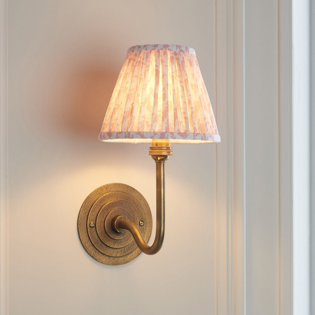 Endon 115465 Halo Swan & Leaf 16cm Wall Light Antique Brass & Peachy Keen Fabric