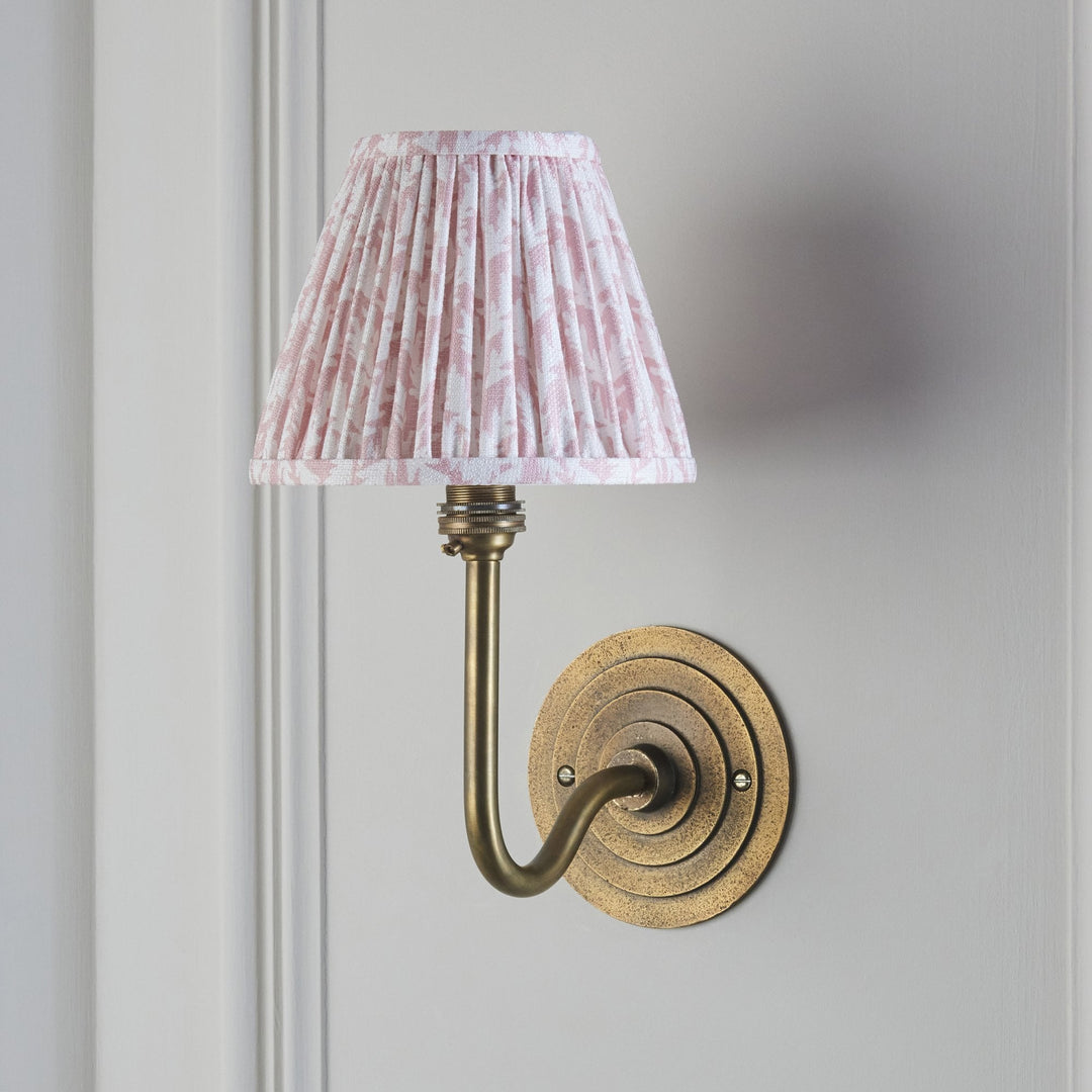 Endon 115465 Halo Swan & Leaf 16cm Wall Light Antique Brass & Peachy Keen Fabric
