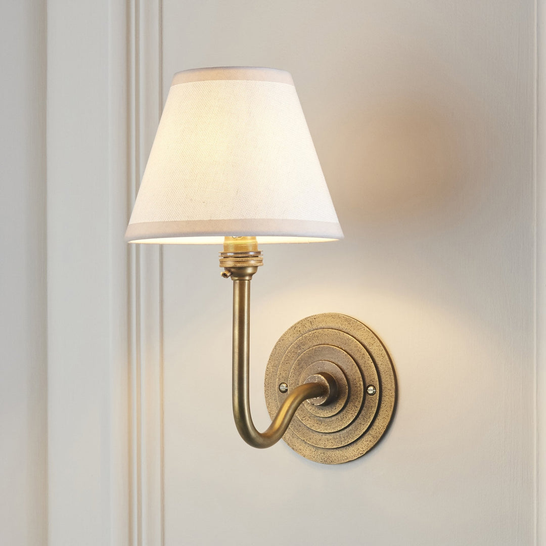 Endon 115473 Halo Swan & Ivy 16cm Wall Light Antique Brass & Vintage White Fabric