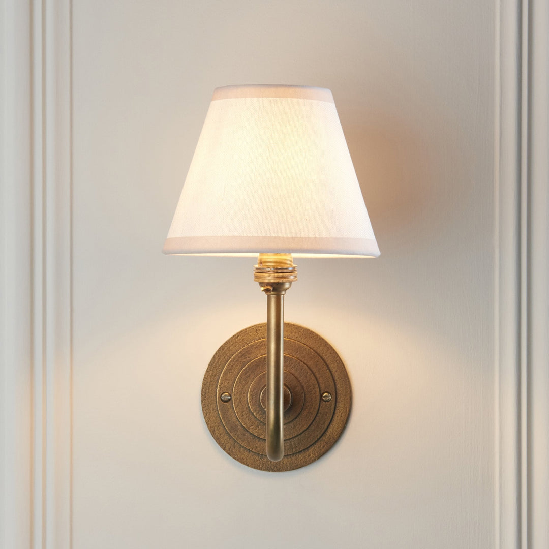Endon 115473 Halo Swan & Ivy 16cm Wall Light Antique Brass & Vintage White Fabric