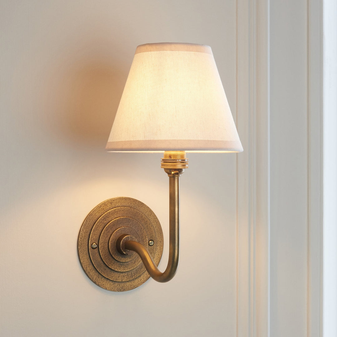 Endon 115473 Halo Swan & Ivy 16cm Wall Light Antique Brass & Vintage White Fabric