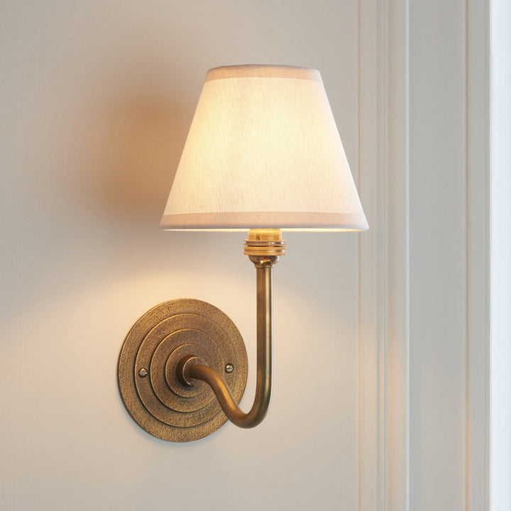 Endon 115473 Halo Swan & Ivy 16cm Wall Light Antique Brass & Vintage White Fabric