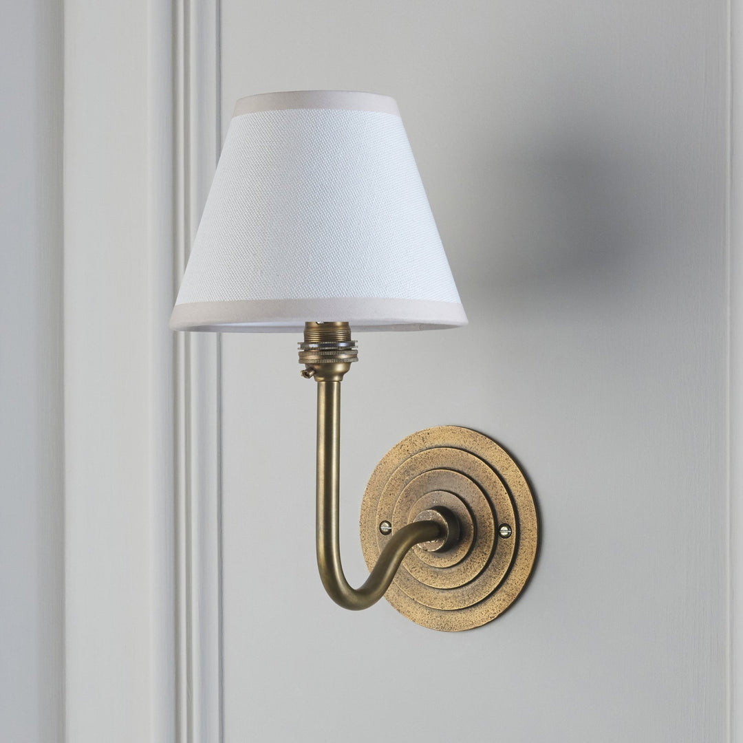 Endon 115473 Halo Swan & Ivy 16cm Wall Light Antique Brass & Vintage White Fabric