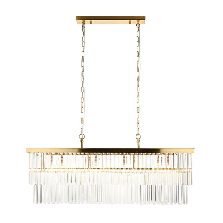 Endon 115950 Conaston 4 Light Linear Pendant Brushed Aged Brass Plate & Clear Cut Glass