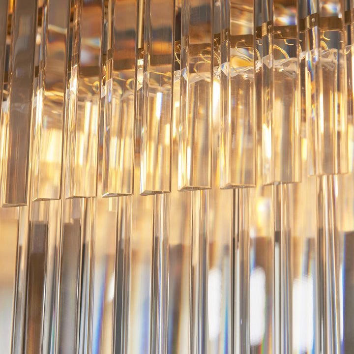 Endon 115950 Conaston 4 Light Linear Pendant Brushed Aged Brass Plate & Clear Cut Glass