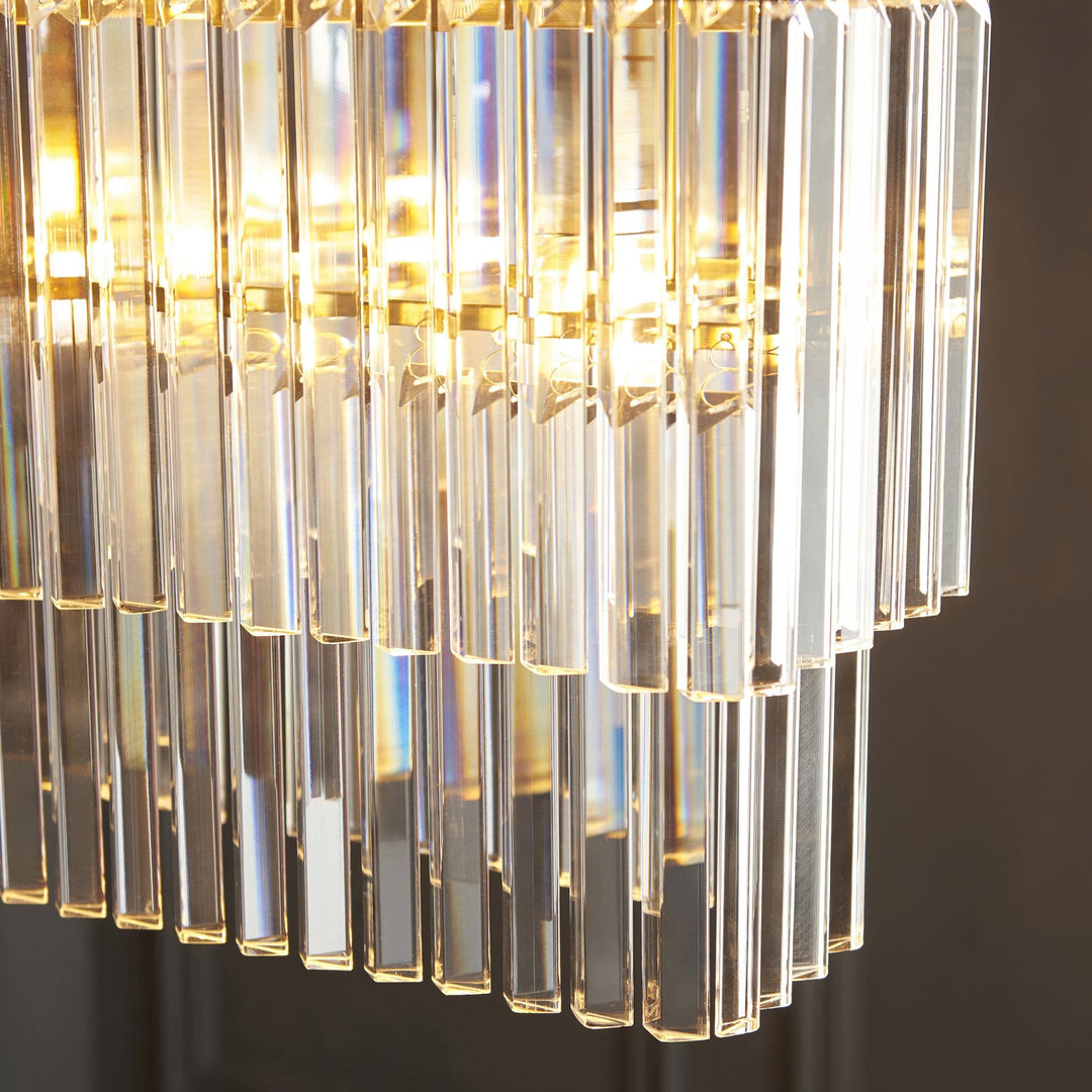 Endon 115950 Conaston 4 Light Linear Pendant Brushed Aged Brass Plate & Clear Cut Glass