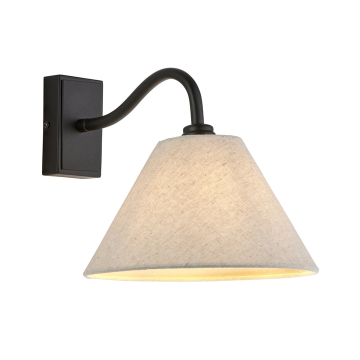 Endon 116910 Knole Wall Light Matt Black & Natural Faux Linen