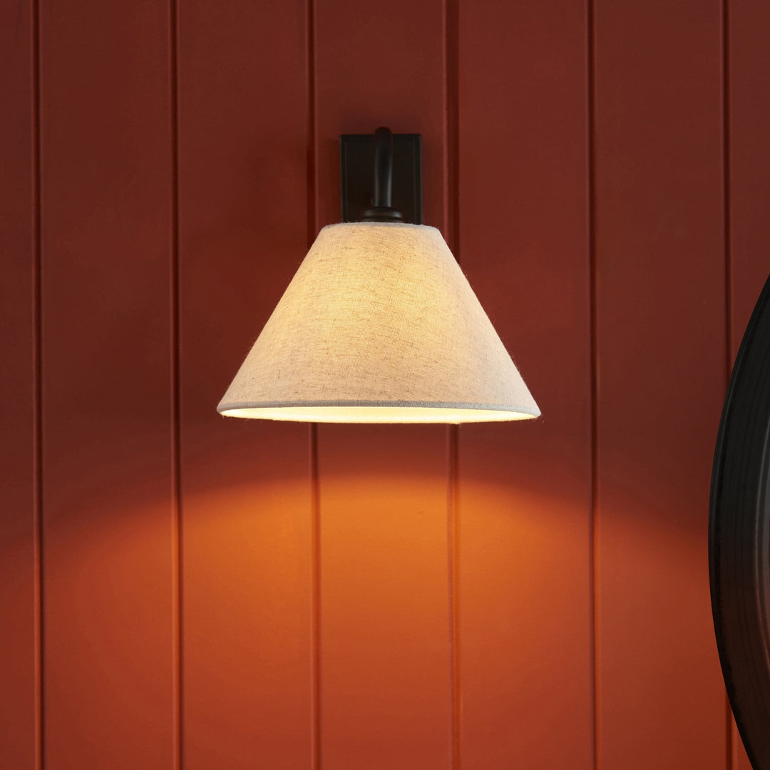 Endon 116910 Knole Wall Light Matt Black & Natural Faux Linen