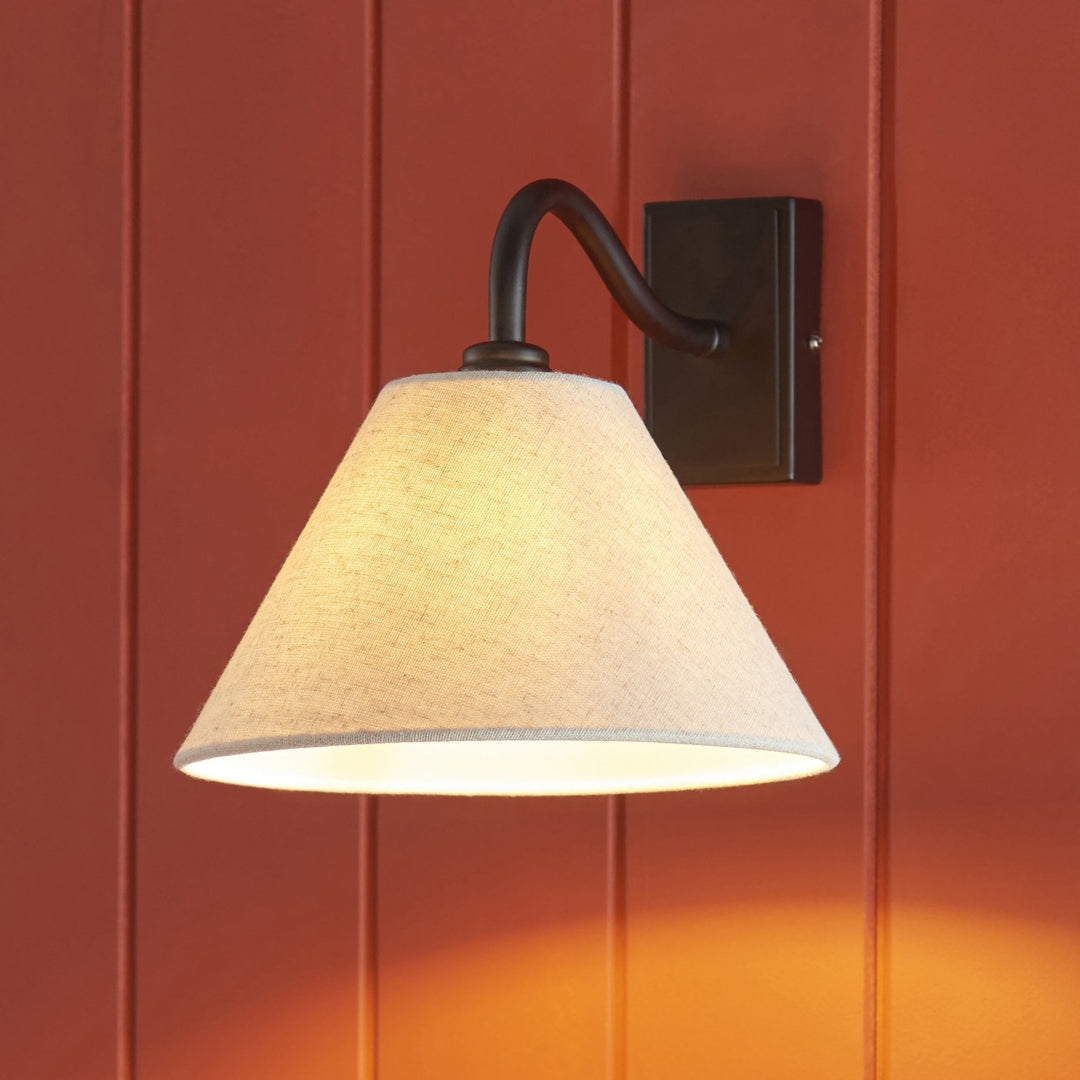 Endon 116910 Knole Wall Light Matt Black & Natural Faux Linen