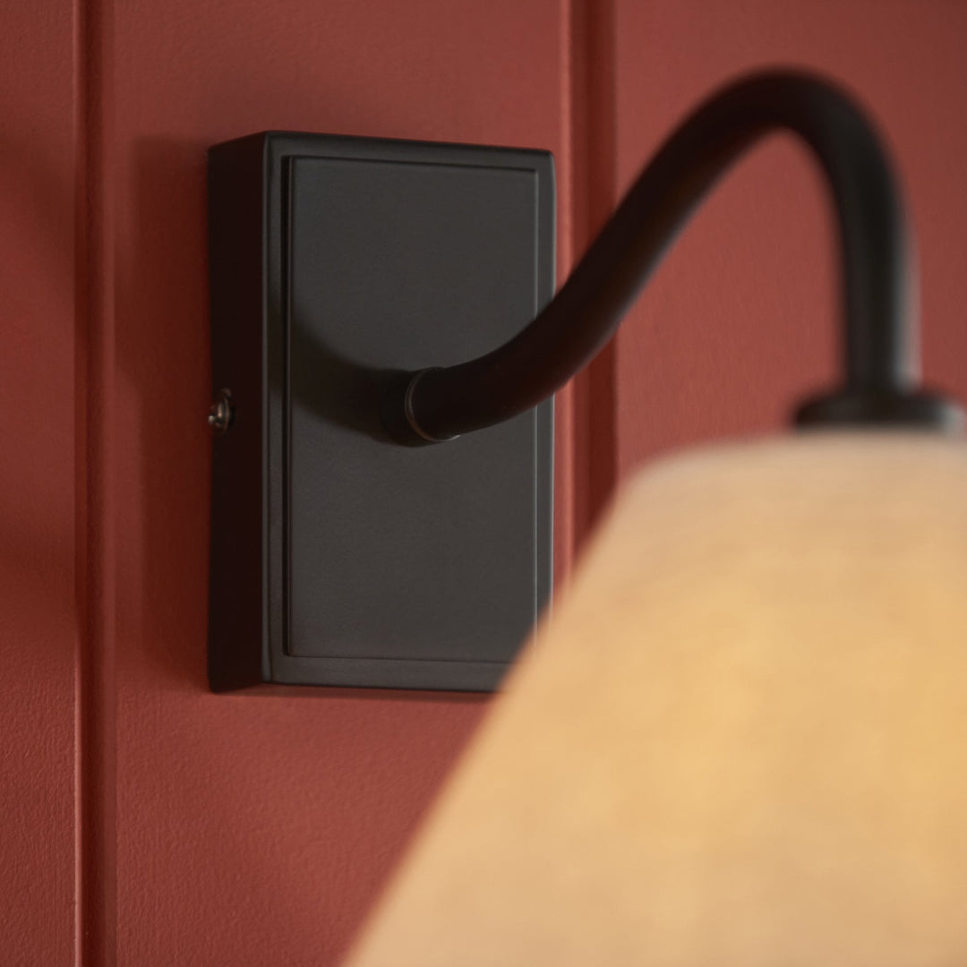 Endon 116910 Knole Wall Light Matt Black & Natural Faux Linen
