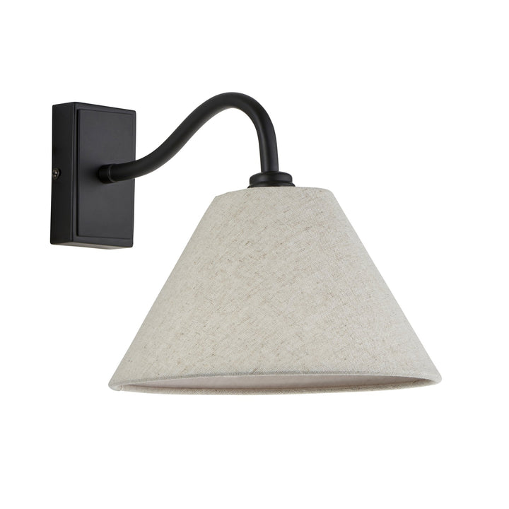 Endon 116910 Knole Wall Light Matt Black & Natural Faux Linen